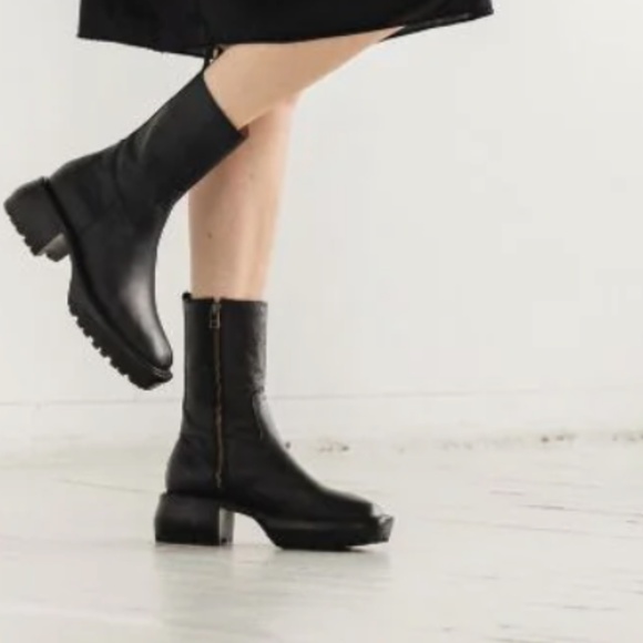 Either/Or Black Leather Camp Boots NWB size 38 - Picture 14 of 15